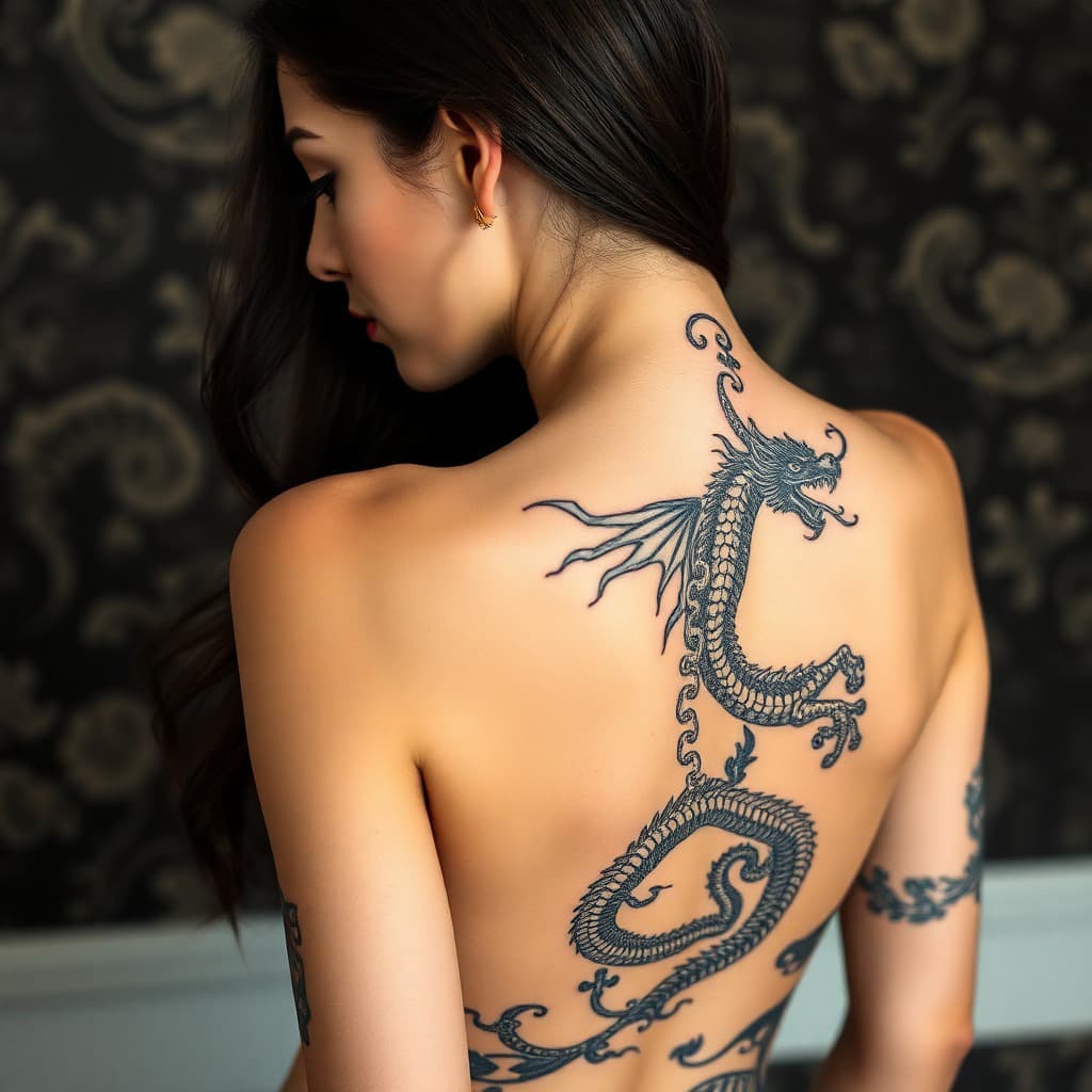 dragon on the back tattoo idea