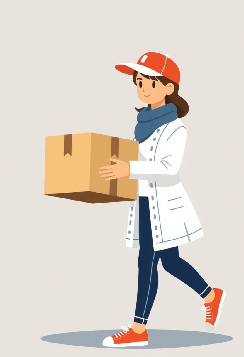 woman-delivering-box-vector-illustration