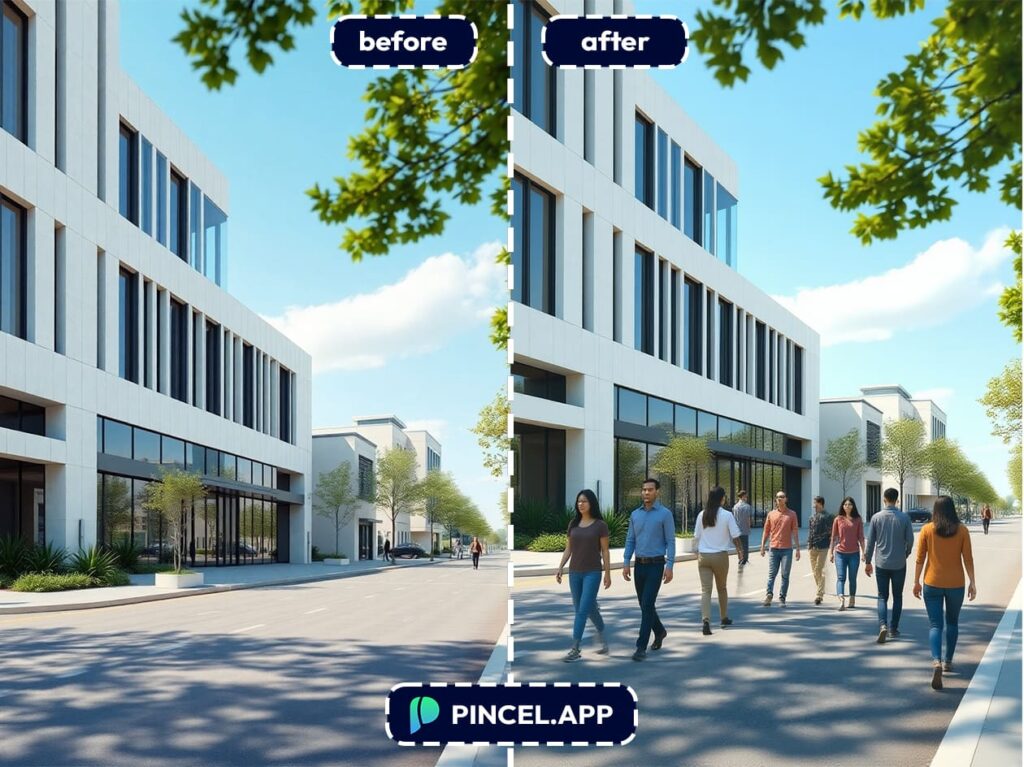 architecture render add people