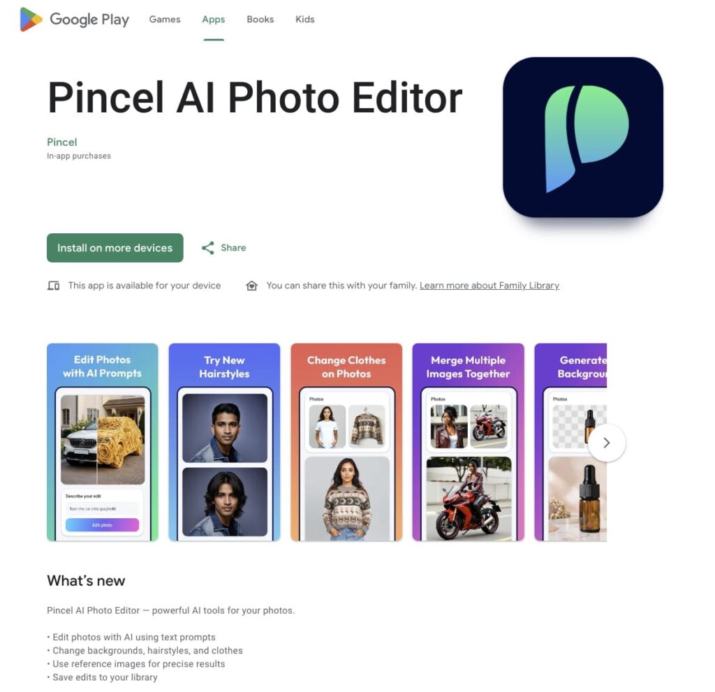 Pincel AI Android mobile app