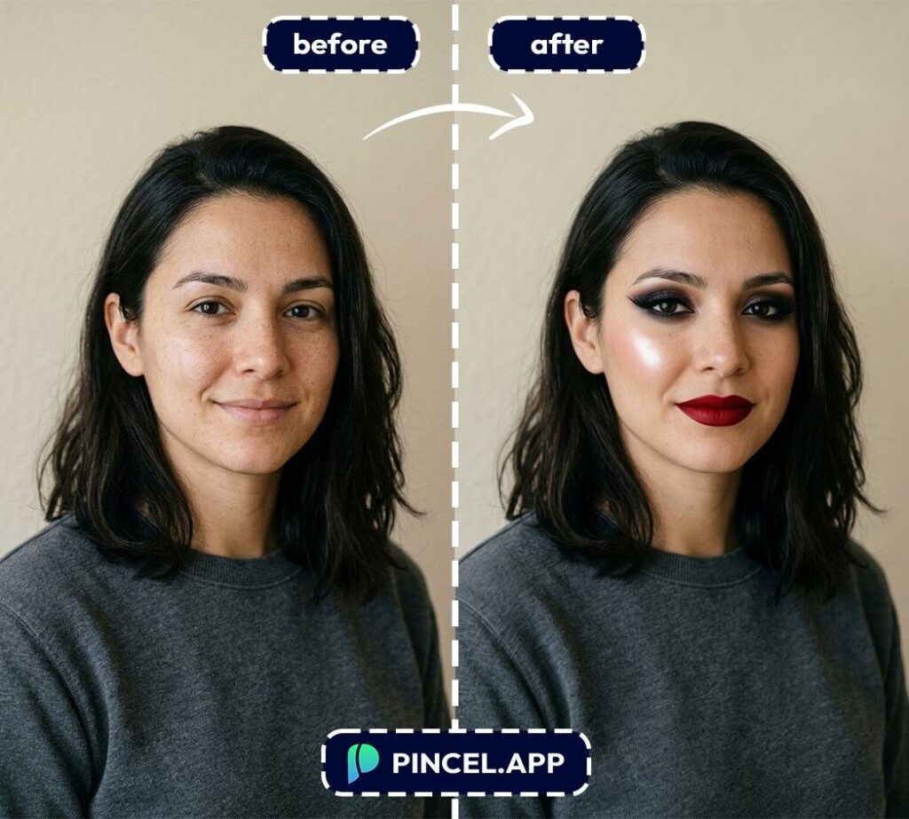 adding heavy makeup on young woman