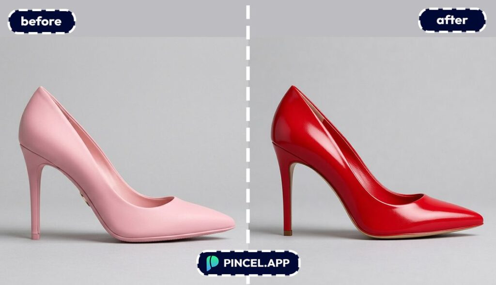 change color with pincel AI shoe from pink to red