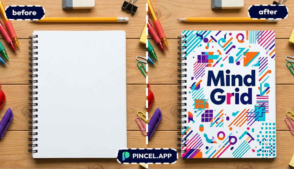 placing text over image with AI on notebook