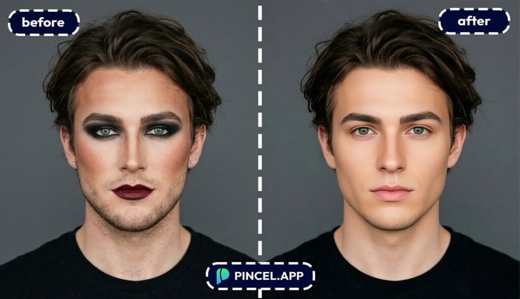 remove makeup from male model
