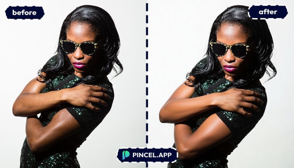 04_before-after-removing-arm-hair-with-pincel-AI-black-woman-posing