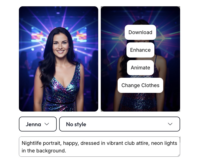 extra options for changing clothes or making into video