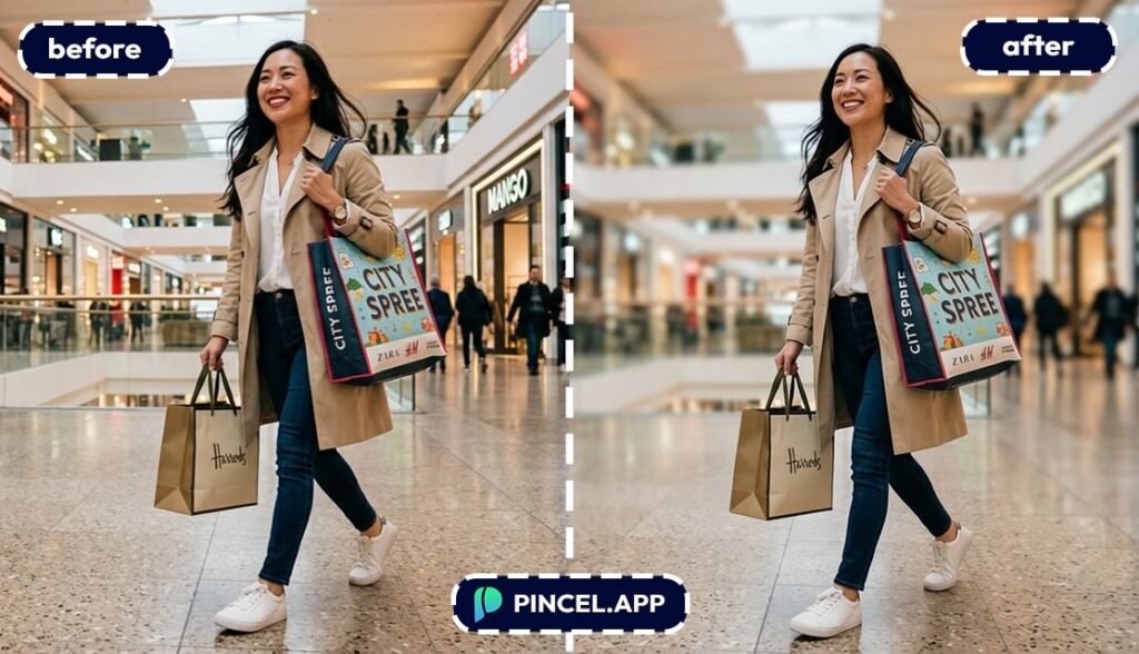 before-after-blur-background-asian-woman-in-shopping-mall