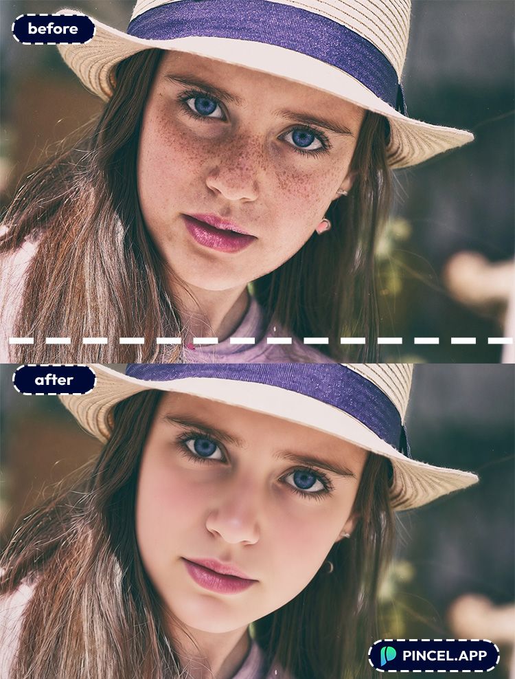 before-after-enhancing-skin-texture-with-pincel-AI-girl-with-hat-portrait