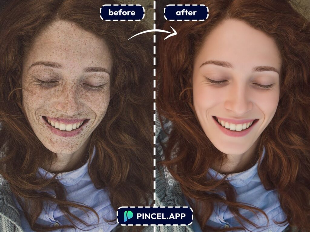 before-after-enhancing-skin-texture-with-pincel-AI-top-view-woman