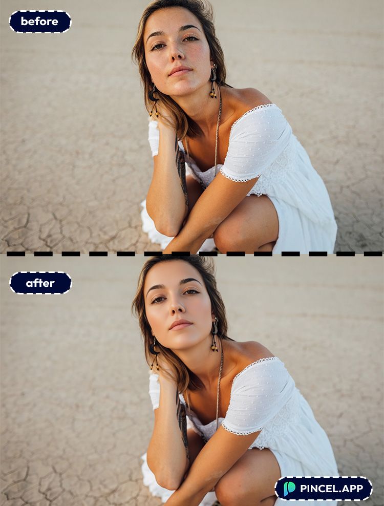 before-after-fixing-skin-texture-with-pincel-AI-girl-at-beach