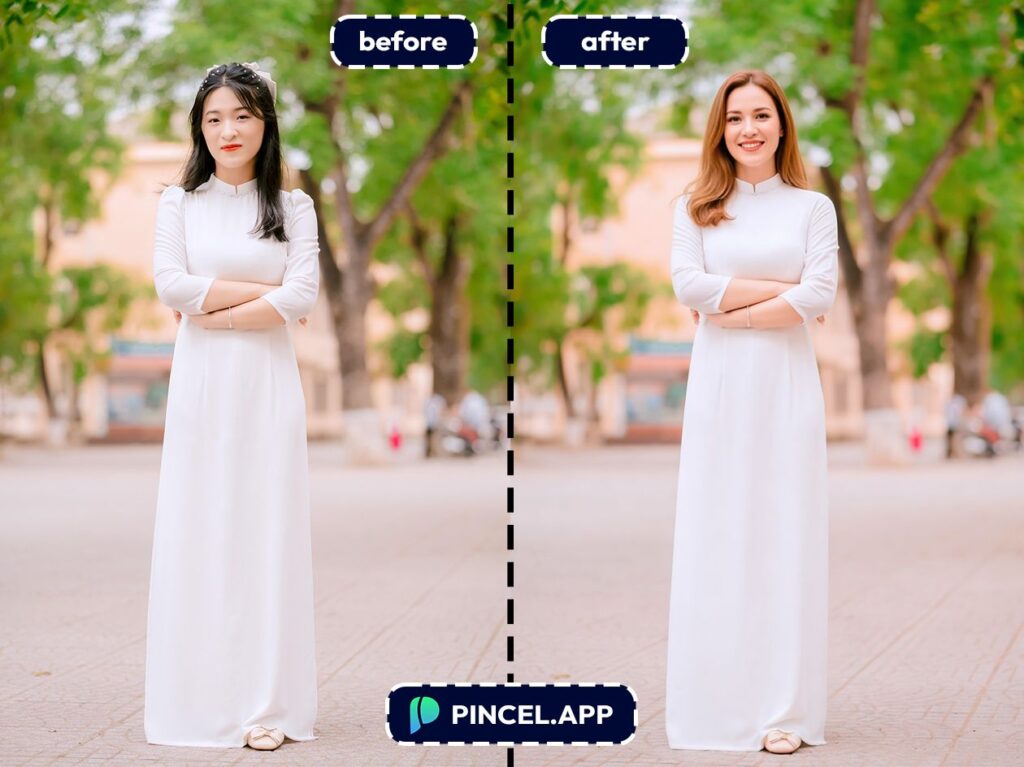 change model with pincel ai from asian female to european model