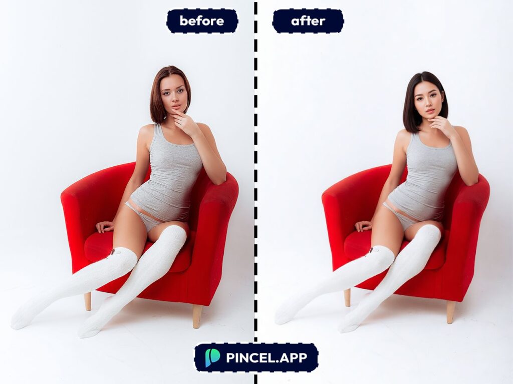 change model with pincel ai from Latina model to Asian Female model