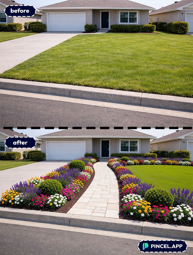 Visualize your Yard using Pincel AI with stone way
