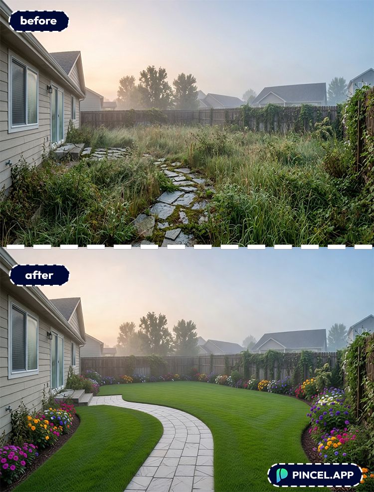 Visualize your Yard using Pincel AI backyard view