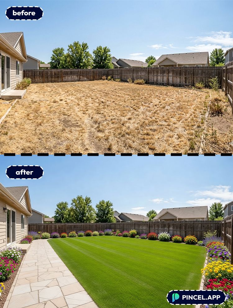 Visualize your Yard using Pincel AI simple minimalistic garden design
