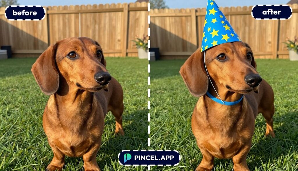 07_before-after-styling-pet-with-headwear-with-pincel-AI-dog-outdoor
