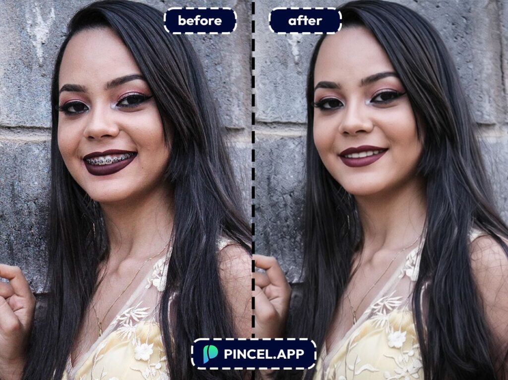 08_before-after-removing-dental-braces-with-pincel-AI-girl-with-heavy-makeup
