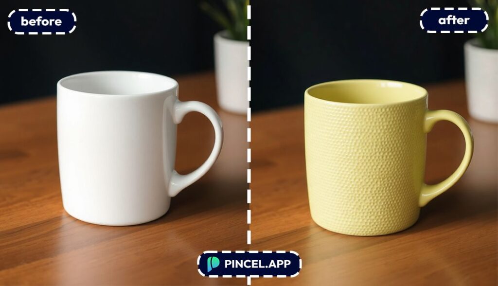 09_before-after-changing-texture-with-pincel-AI-mug-on-wooden-table
