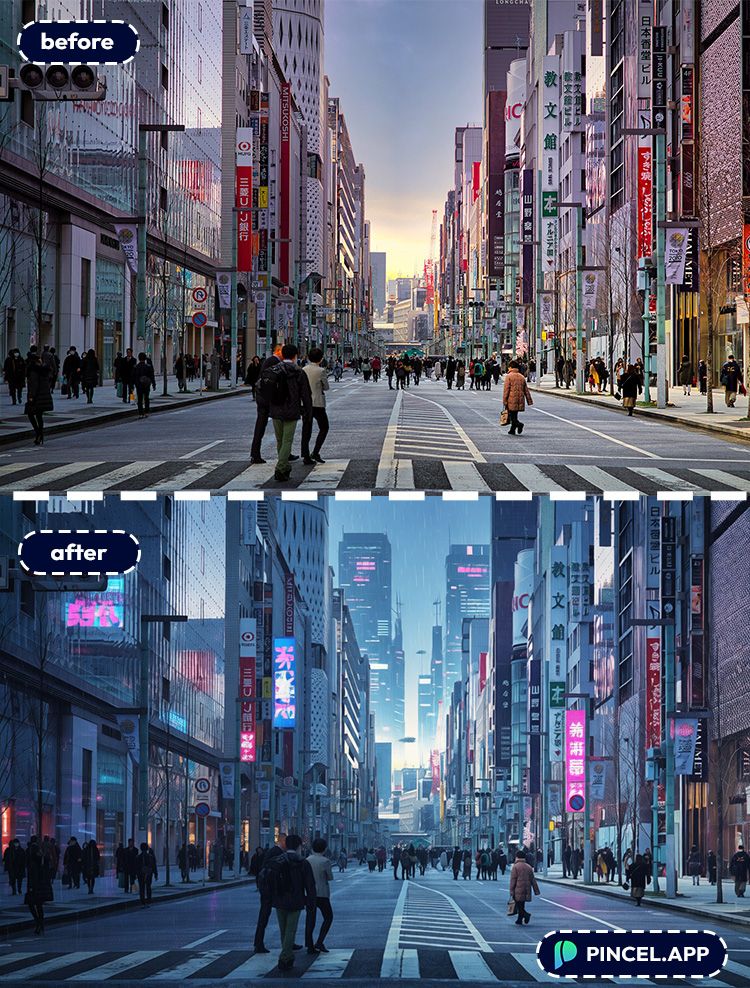 14_before-after-creating-cyberpunk-cinematic-look-with-pincel-AI-japan-street
