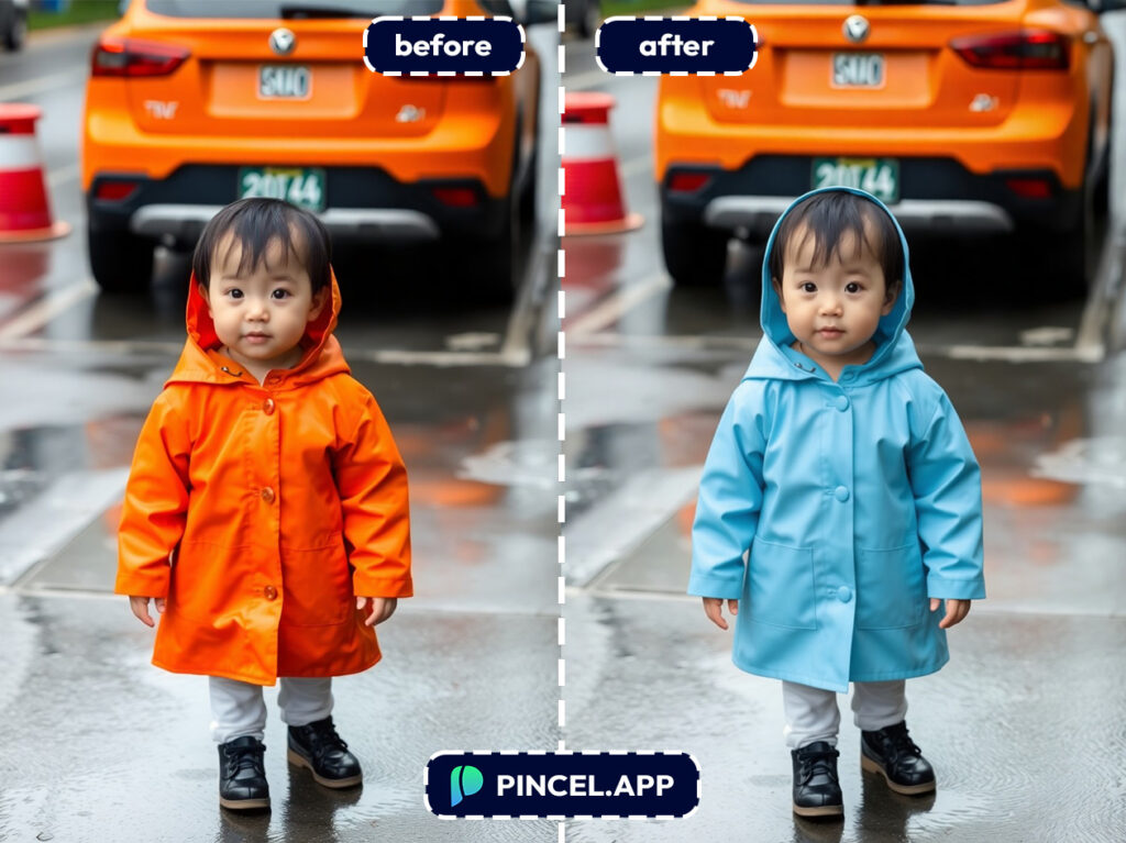 08_before-after-recoloring-image-with-pincel-AI-cute-kid-in-raincoat
