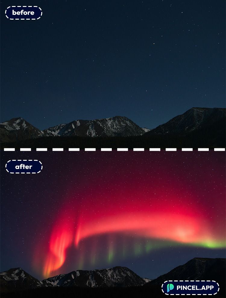 01_before-after-adding-aurora-with-pincel-AI-night-sky-in-mountain
