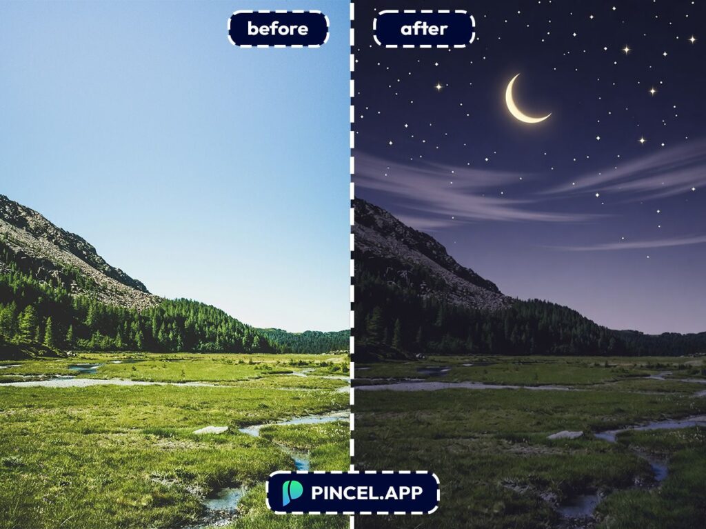 01_before-after-adding-night-sky-with-pincel-AI-clouds-on-mountain
