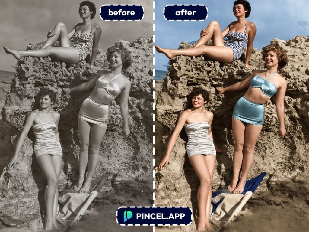 02_before-after-restoring-old-photo-with-pincel-AI-woman-in-swimwear
