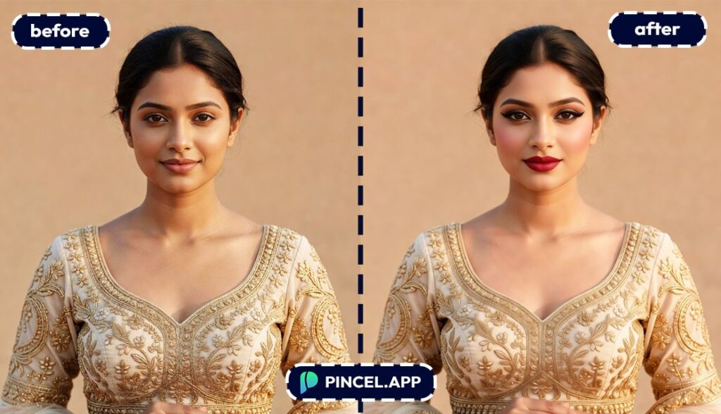 03_before-after-applying-bridal-makeup-with-pincel-AI-indian-woman
