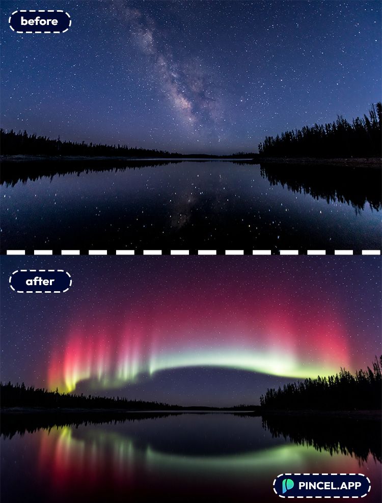03_before-after-creating-aurora-sky-with-pincel-AI-night-sky-above-lake

