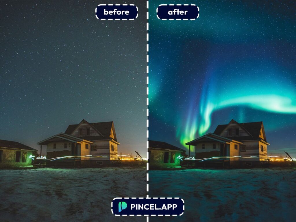 04_before-after-adding-aurora-with-pincel-AI-sky-above-house
