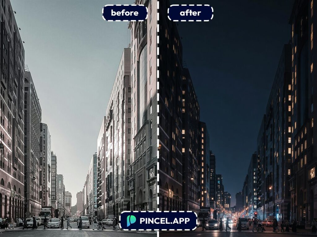 04_before-after-adding-night-sky-with-pincel-AI-city-street-view
