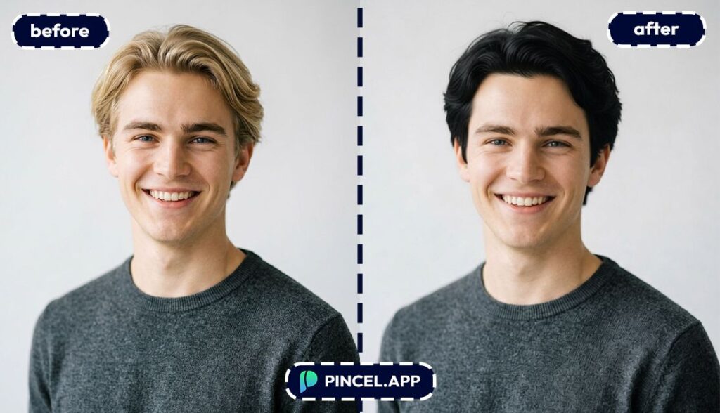 05_before-after-changing-hair-to-black-with-pincel-AI-blonde-male-model
