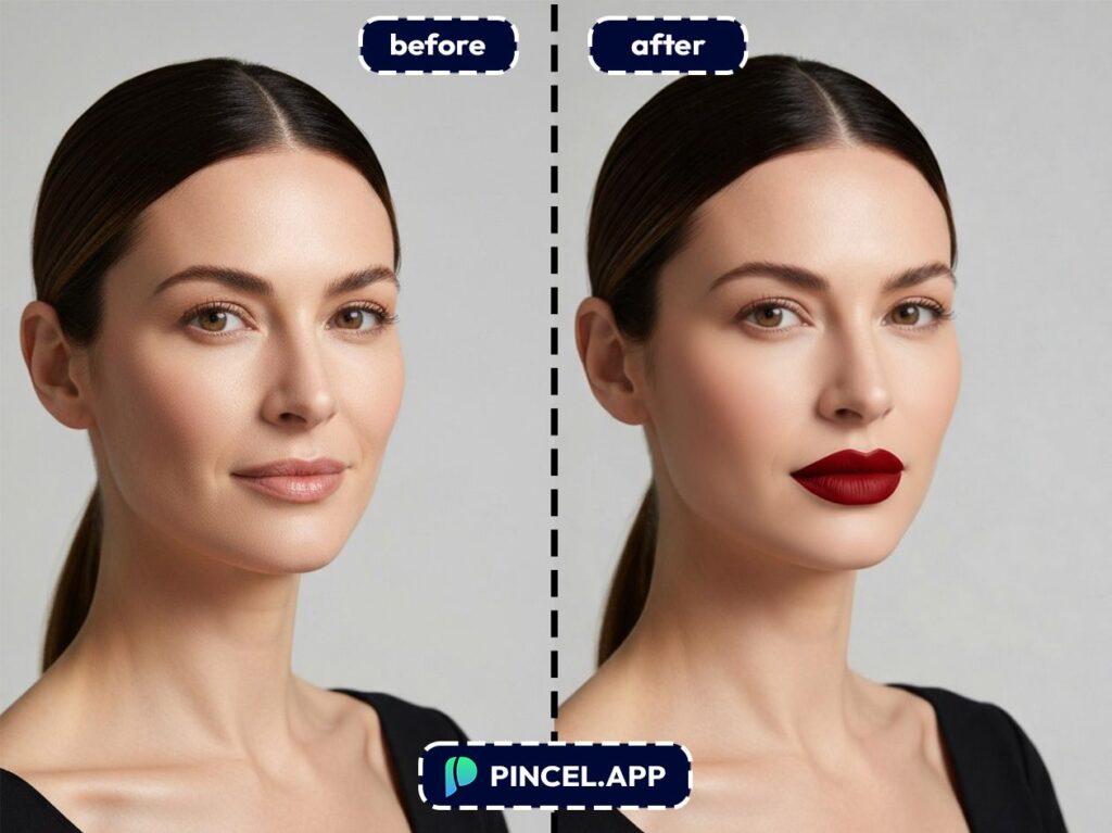 05_before-after-making-lips-bigger-with-pincel-AI-woman-in-black-dress
