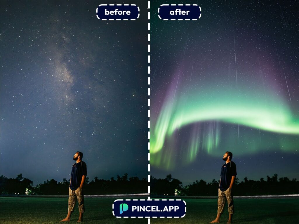 06_before-after-adding-aurora-with-pincel-AI-person-looking-at-night-sky
