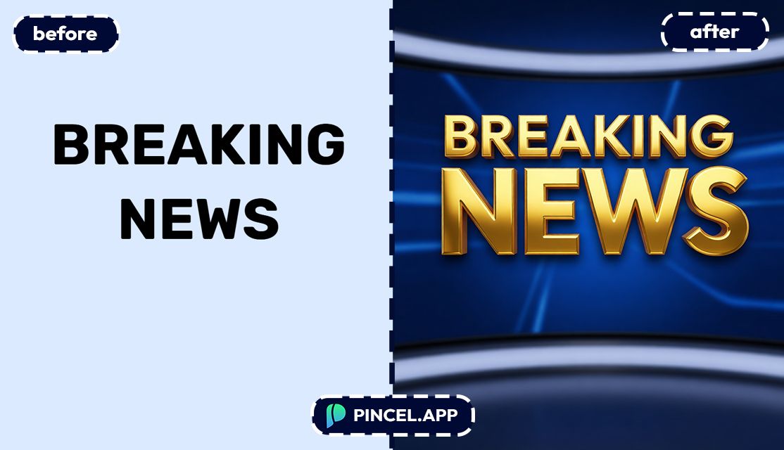 01_before-after-creating-gold-text-with-pincel-AI-breaking-news-text