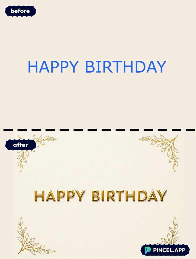 05_before-after-creating-gold-text-with-pincel-AI-happy-birthday-card