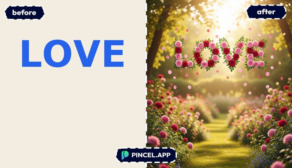 06_before-after-turning-love-into-floral-letters-with-pincel-AI-love-word-in-jungle
