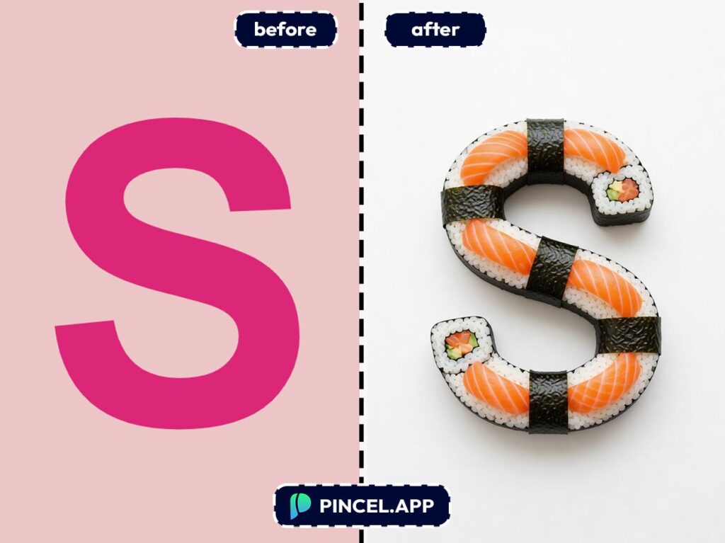07_before-after-creating-sushi-letter-effect-with-pincel-AI-letter-s

