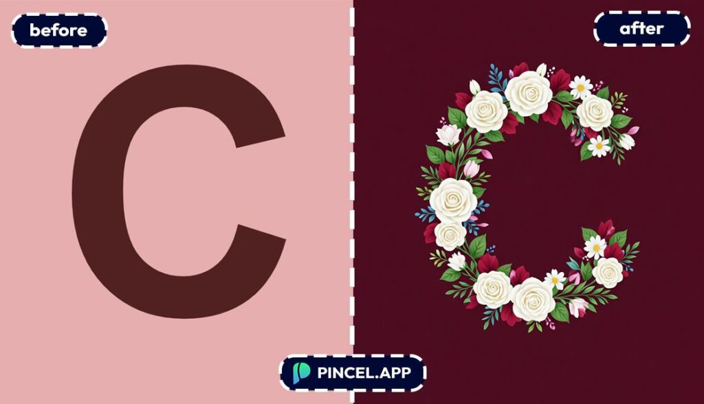 12_before-after-creating-floral-letter-c-with-pincel-AI-letter-c
