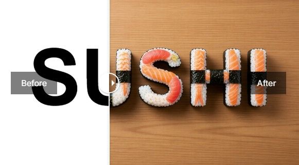 12_before-after-turning-sushi-word-into-sushi-text-with-pincel-AI-sushi-word-screenshot
