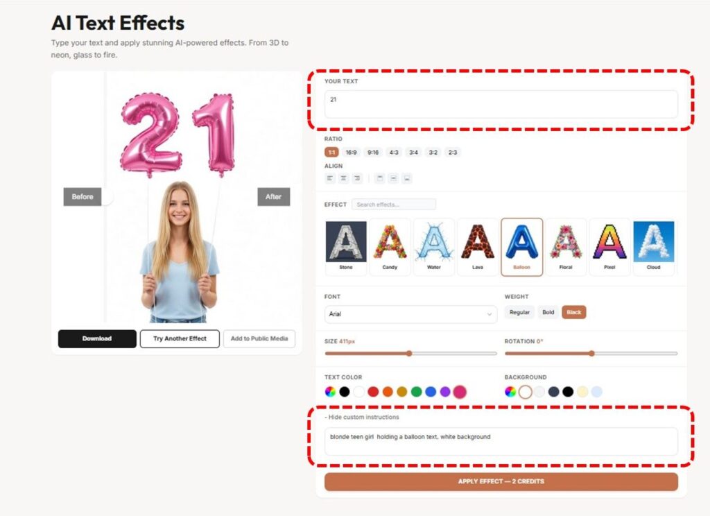 13_before-after-creating-balloon-letters-with-pincel-AI-custom-instruction-tool-screenshot