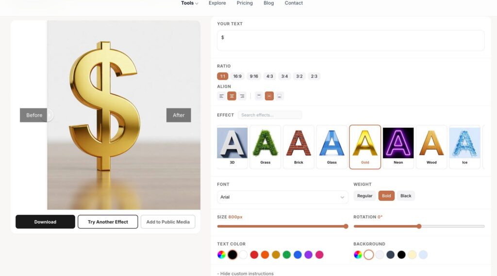 $-text-in-golden-with-effect